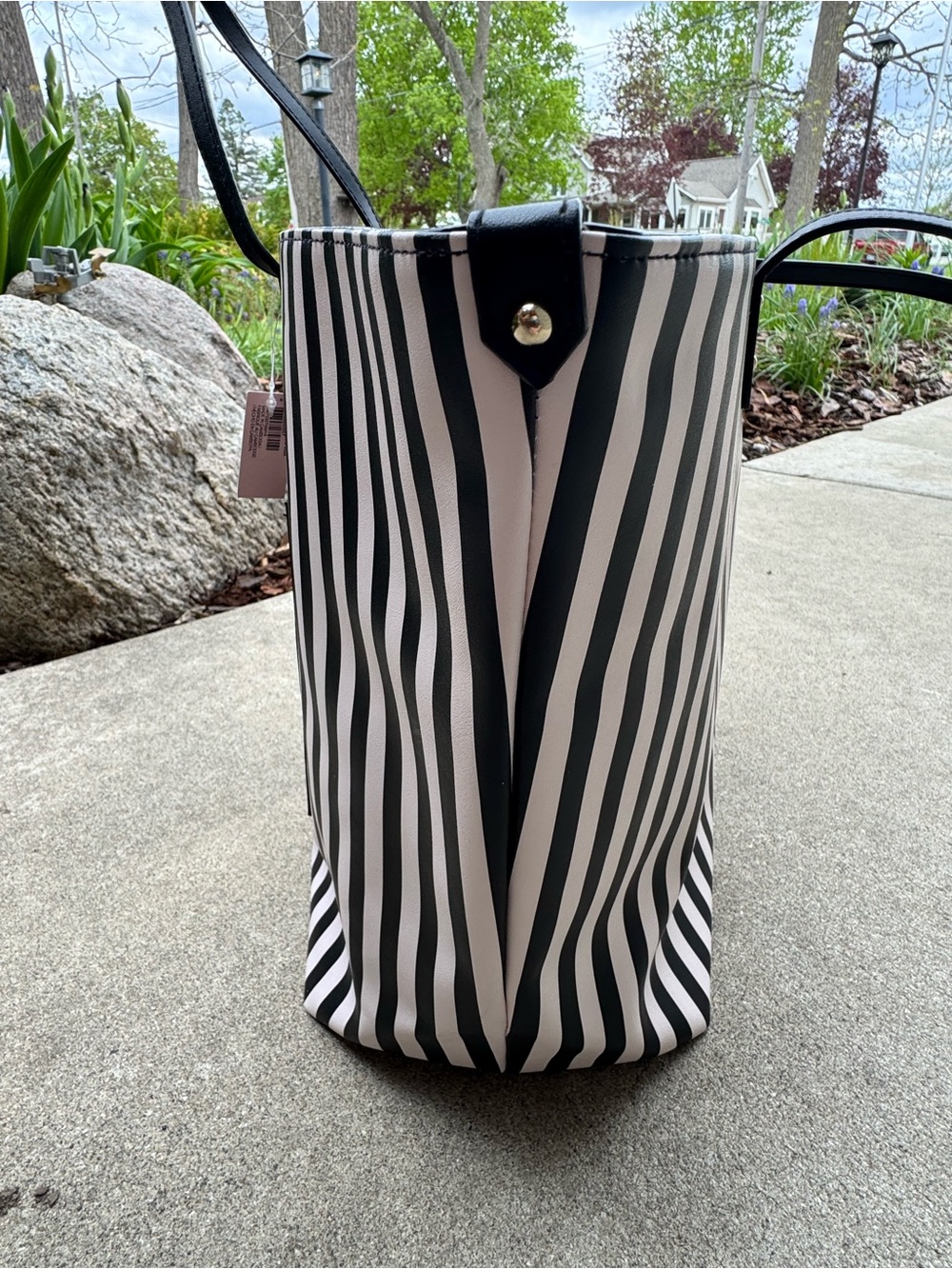 Victoria's Secret Black and White Striped Tote NWT - Picture 3 of 5